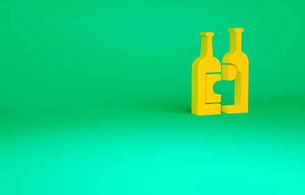 Naranja Botellas Vino Icono Aislado Sobre Fondo Verde Concepto Minimalista — Foto de Stock