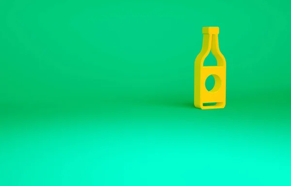 Icono Botella Cerveza Naranja Aislado Sobre Fondo Verde Concepto Minimalista —  Fotos de Stock