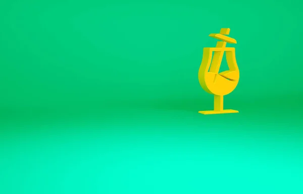 Turuncu Kokteyl Simgesi Yeşil Arkaplanda Izole Edildi Minimalizm Kavramı Illüstrasyon — Stok fotoğraf