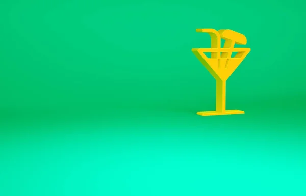 Ícone Cocktail Laranja Isolado Fundo Verde Conceito Minimalismo Ilustração Render — Fotografia de Stock