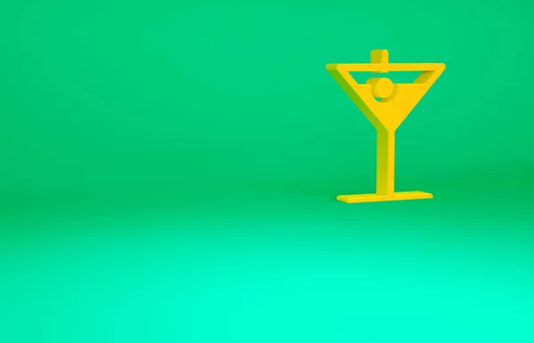 Πορτοκαλί Martini Γυαλί Εικονίδιο Απομονώνονται Πράσινο Φόντο Εικονίδιο Κοκτέιλ Εικονίδιο — Φωτογραφία Αρχείου