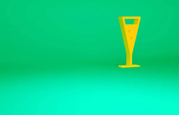 Оранжевое Стекло Значка Шампанского Зеленом Фоне Концепция Минимализма Рендеринг — стоковое фото