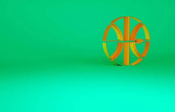 Orangefarbenes Basketballsymbol Isoliert Auf Grünem Hintergrund Sport Symbol Minimalismus Konzept — Stockfoto