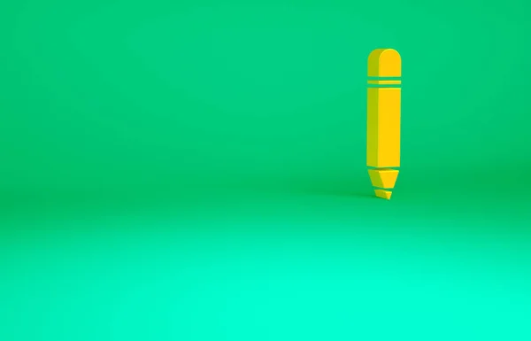Pomarańczowy Ołówek Ikoną Gumki Zielonym Tle Narzędzia Rysowania Edukacji Symbol — Zdjęcie stockowe