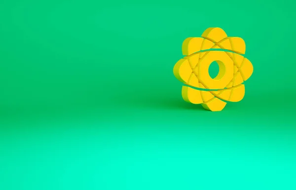 Oranžový Atom Ikona Izolované Zeleném Pozadí Symbol Vědy Vzdělání Jaderné — Stock fotografie