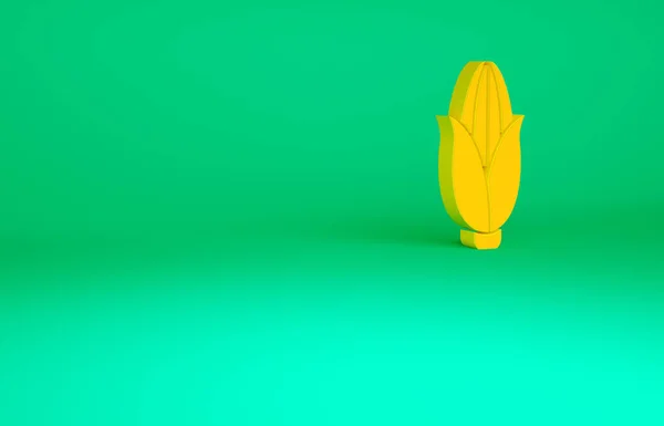 Ícone Milho Laranja Isolado Fundo Verde Conceito Minimalismo Ilustração Render — Fotografia de Stock