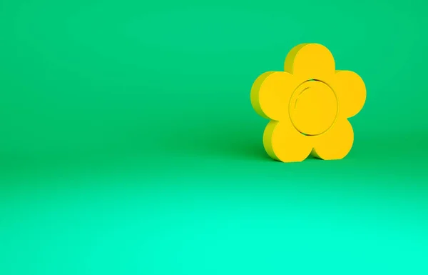 Orange Flower Icon Isolated Green Background Minimalism Concept Illustration Render — Stock Photo, Image
