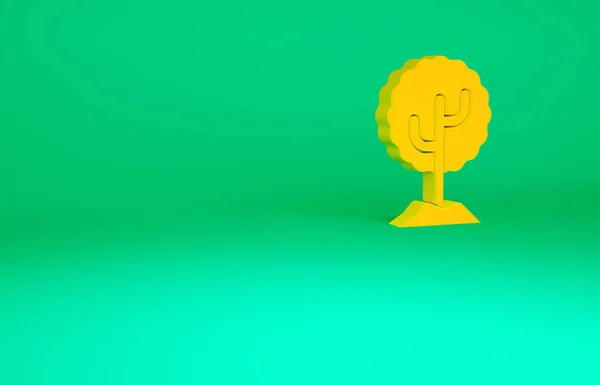 緑の背景に隔離されたオレンジの木のアイコン 森のシンボル 最小限の概念 3Dイラスト3Dレンダリング — ストック写真