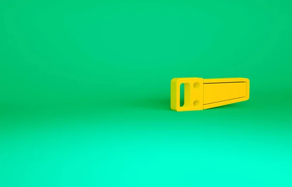 Icono Sierra Mano Naranja Aislado Sobre Fondo Verde Concepto Minimalista —  Fotos de Stock