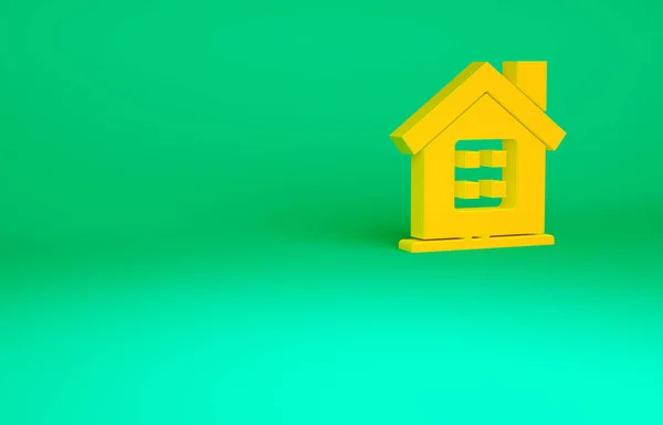Ícone Orange House Isolado Fundo Verde Símbolo Conceito Minimalismo Ilustração — Fotografia de Stock
