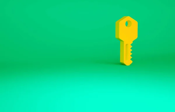 Schlüsselsymbol Orange House Isoliert Auf Grünem Hintergrund Minimalismus Konzept Illustration — Stockfoto
