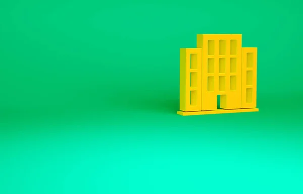 橙色房子图标孤立在绿色背景 家庭标志 最低纲领的概念 3D渲染3D插图 — 图库照片