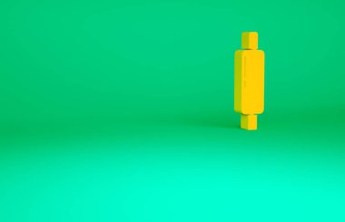 Turuncu yuvarlak pin simgesi yeşil arkaplanda izole edildi. Minimalizm kavramı. 3d illüstrasyon 3B canlandırma.