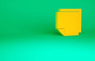 Turuncu Post çıkartmaları yeşil arkaplanda izole edilmiş. Mesaj veya mesaj için yeri olan yapışkan kasetler. Minimalizm kavramı. 3d illüstrasyon 3B canlandırma.