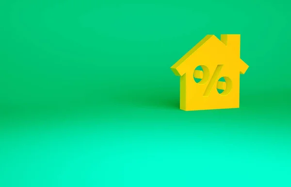 Orange House Com Ícone Tag Desconto Percant Isolado Fundo Verde — Fotografia de Stock
