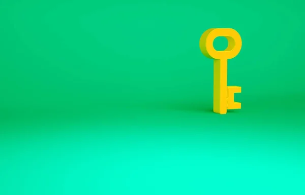 Orange House Key Icon Isolated Green Background Minimalism Concept Illustration — Stock Photo, Image
