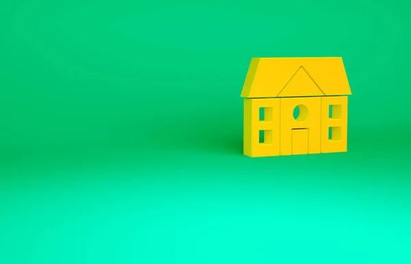 Orange House Symbol Isoliert Auf Grünem Hintergrund Heimatsymbol Minimalismus Konzept — Stockfoto