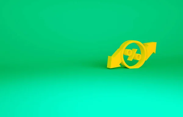 オレンジ緑の背景に隔離された割引率のタグアイコン ショッピングタグの看板 特別オファーサイン 割引クーポン記号 最小限の概念 3Dイラスト3Dレンダリング — ストック写真