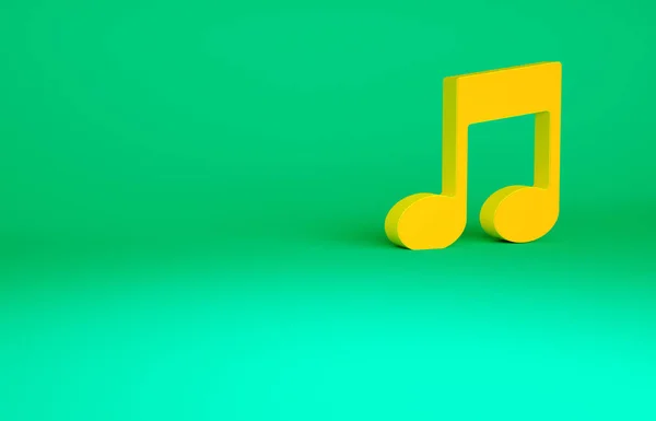 Orange Music Note Tone Icon Isolated Green Background Minimalism Concept — Stock Photo, Image