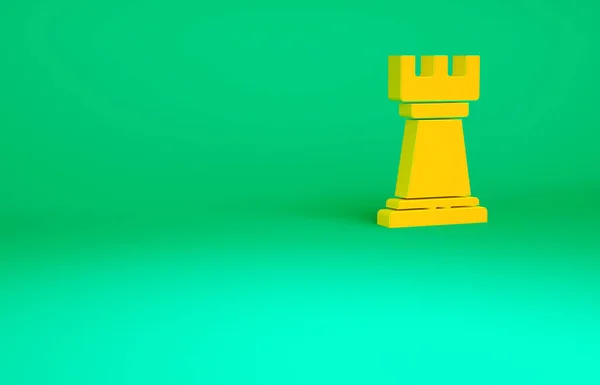 橙色商业战略图标孤立的绿色背景 国际象棋的象征游戏 最低纲领的概念 3D渲染3D插图 — 图库照片