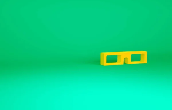 オレンジ緑の背景に隔離されたシネマグラスアイコン 最小限の概念 3Dイラスト3Dレンダリング — ストック写真