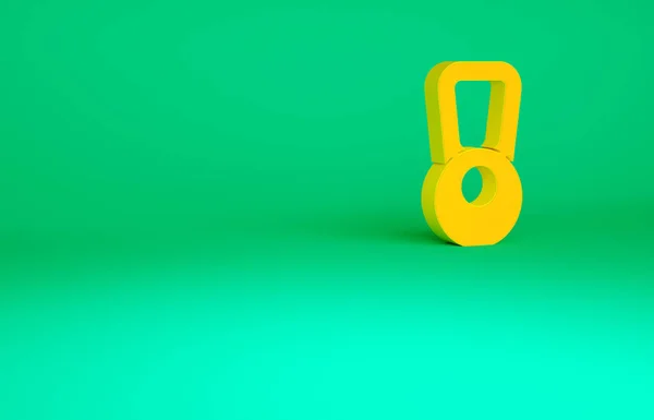 Иконка Orange Kettlebell Выделена Зеленом Фоне Спортивное Оборудование Концепция Минимализма — стоковое фото