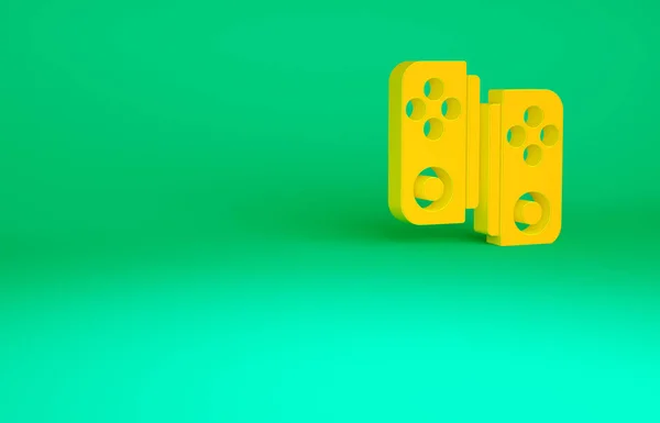 緑の背景に隔離されたオレンジのゲームパッドアイコン ゲームコントローラー 最小限の概念 3Dイラスト3Dレンダリング — ストック写真