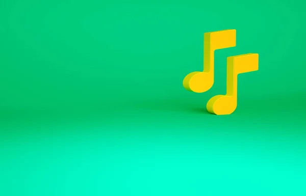 Orange Music Note Tone Icon Isolated Green Background Minimalism Concept — Stock Photo, Image