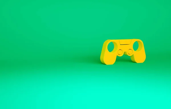 Orange Gamepad Ikon Isolerad Grön Bakgrund Spelkontrollant Minimalistiskt Koncept Återgivning — Stockfoto