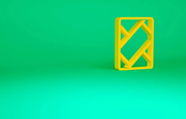 Orange Gps Gerät Mit Kartensymbol Isoliert Auf Grünem Hintergrund Minimalismus — Stockfoto