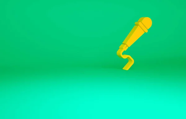 Orangefarbenes Mikrofonsymbol Isoliert Auf Grünem Hintergrund Mikrofon Radio Lautsprecherzeichen Minimalismus — Stockfoto