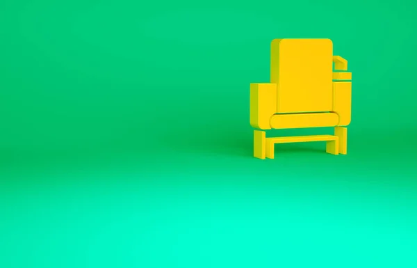 Orange Cinema Židle Ikona Izolované Zeleném Pozadí Minimalismus Ilustrace Vykreslení — Stock fotografie