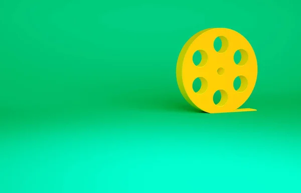 Pomarańczowa Ikona Kołowrotka Zielonym Tle Koncepcja Minimalizmu Ilustracja Renderowania — Zdjęcie stockowe