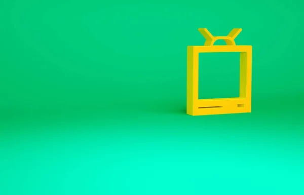 Orange Retro Icono Aislado Sobre Fondo Verde Señal Televisión Concepto — Foto de Stock