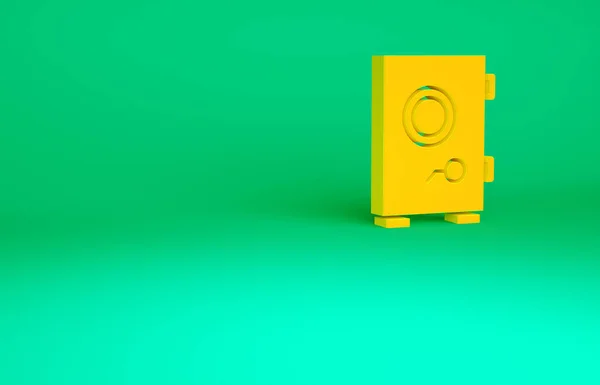 Icono Orange Safe Aislado Sobre Fondo Verde Puerta Caja Fuerte —  Fotos de Stock