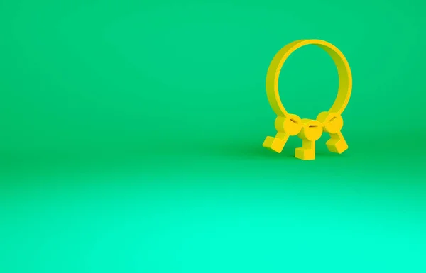 Orangefarbenes Schlüsselbund Symbol Auf Grünem Hintergrund Minimalismus Konzept Illustration Renderer — Stockfoto