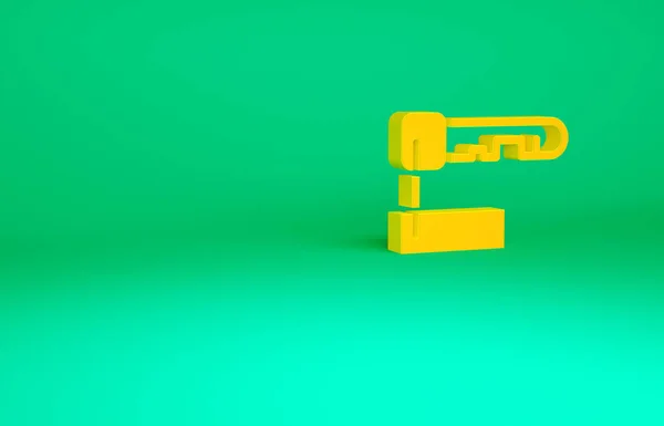 橙色标记的关键图标孤立在绿色背景 最低纲领的概念 3D渲染3D插图 — 图库照片
