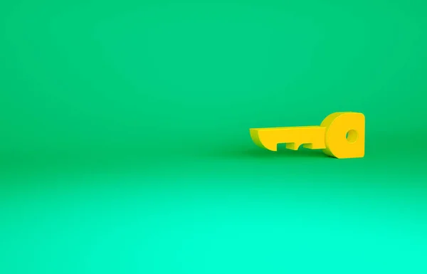 Orange Key Icoon Geïsoleerd Groene Achtergrond Minimalisme Concept Illustratie Renderen — Stockfoto