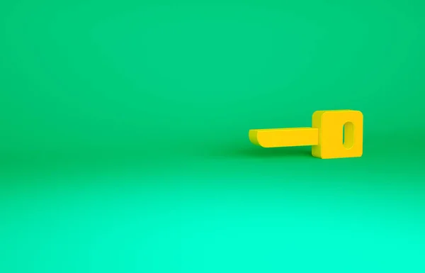 緑の背景に隔離されたオレンジキーのアイコン 最小限の概念 3Dイラスト3Dレンダリング — ストック写真