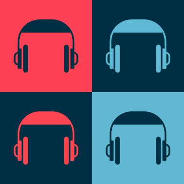 Pop sanat kulaklığı simgesi renk arkaplanında izole edildi. Müşteri hizmetleri, yardım hattı, çağrı merkezi, faq, bakım. Vektör İllüstrasyonu.