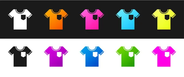 Set Shirt Symbol Isoliert Auf Schwarzem Und Weißem Hintergrund Vektorillustration — Stockvektor