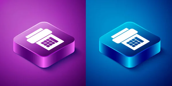 Isometric Telephone Icon Isolated Blue Purple Background Landline Phone Square — Stock Vector