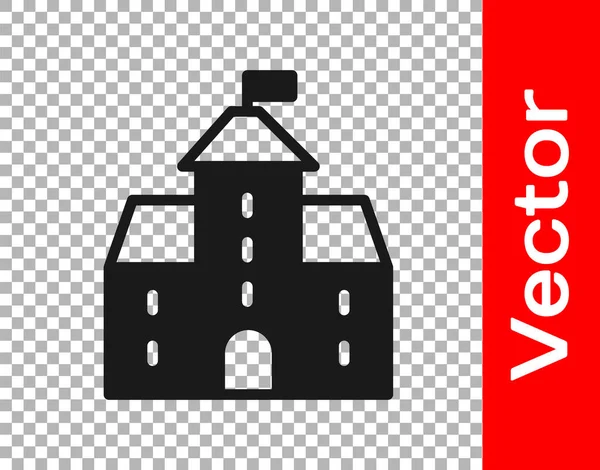 Ícone Castelo Negro Isolado Fundo Transparente Fortaleza Medieval Com Uma — Vetor de Stock