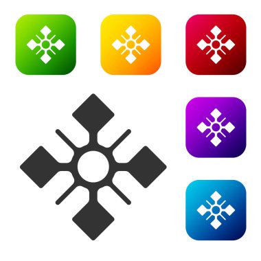Siyah Kar Tanesi simgesi beyaz arkaplanda izole edildi. Renkli kare düğmelerle simgeleri ayarla. Vektör.