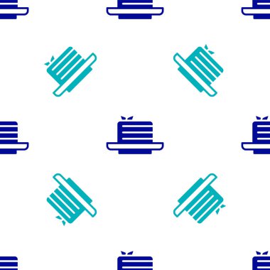 Mavi Medovik simgesi beyaz arkaplanda izole edilmiş kusursuz desen. Bal katmanlı pasta ya da Medovik 'in Rus pastası. Vektör.