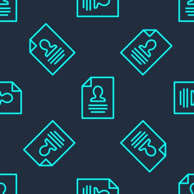 Yeşil çizgi simgesini mavi arkaplanda izole edilmiş şekilde devam ettir. Özgeçmiş başvurusu. Profesyonel personel aranıyor. Personel analizi devam ediyor. Vektör.