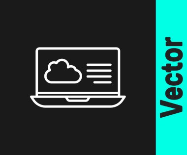 Beyaz çizgi hava tahmini simgesi siyah arkaplanda izole edildi. Vektör.