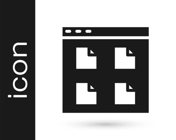 Ikona Souborů Černého Prohlížeče Izolovaná Bílém Pozadí Vektor — Stockový vektor
