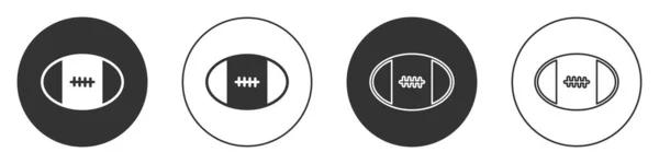 Beyaz Arkaplanda Siyah Rugby Topu Ikonu Izole Edildi Çember Düğmesi — Stok Vektör