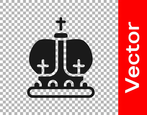 Icône Couronne Britannique Noire Isolée Sur Fond Transparent Vecteur — Image vectorielle